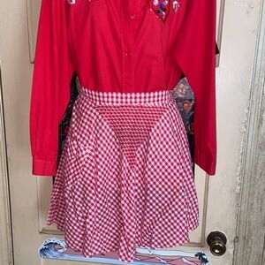 VTG RED GINGHAM APRON A Line Dart Waist GORGEOUS!!!